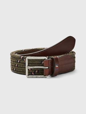 Tommy Hilfiger Vrijetijds Leren Essential Elasticated Riemen Heren Khaki | TH230KMO