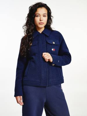 Tommy Hilfiger Wool Blend Quilted Jassen Dames Blauw | TH823MCP