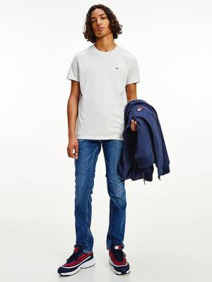 Tommy Hilfiger Woven Heathered Slim Fit T-shirts Heren Wit | TH382JMN