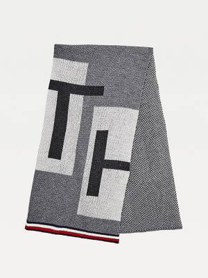 Tommy Hilfiger Woven Logo Signature Trim Sjaals Heren Grijs | TH823LWG