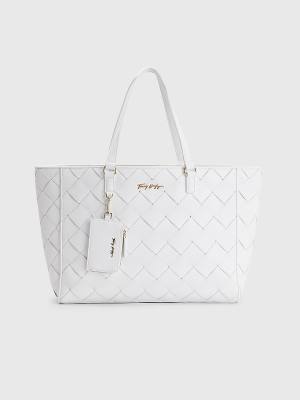 Tommy Hilfiger Woven Tote Tassen Dames Wit | TH918IQS