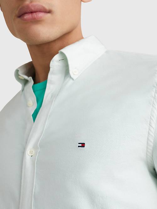 Tommy Hilfiger 1985 Essential Polygiene Slim Fit Overhemd Heren Groen | TH612NBK