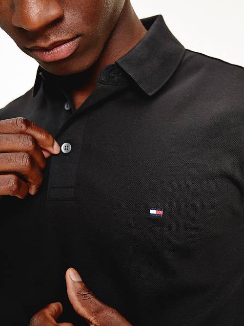 Tommy Hilfiger 1985 Essential Slim Fit Poloshirt Heren Zwart | TH789BIW