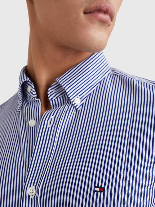 Tommy Hilfiger 1985 Essential Stripe Slim Fit Overhemd Heren Blauw | TH098EOQ