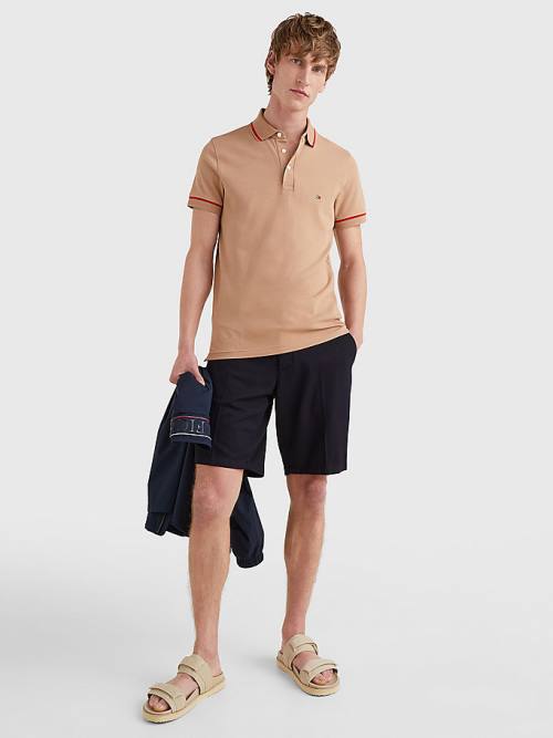 Tommy Hilfiger 1985 Essential TH Flex Slim Poloshirt Heren Bruin | TH621AZQ