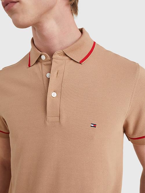 Tommy Hilfiger 1985 Essential TH Flex Slim Poloshirt Heren Bruin | TH621AZQ