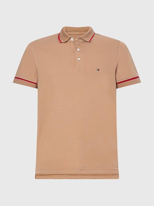 Tommy Hilfiger 1985 Essential TH Flex Slim Poloshirt Heren Bruin | TH621AZQ