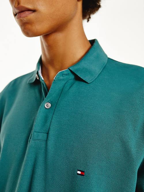 Tommy Hilfiger 1985 TH Flex Regular Fit Long Sleeve Poloshirt Heren Groen | TH107ACP