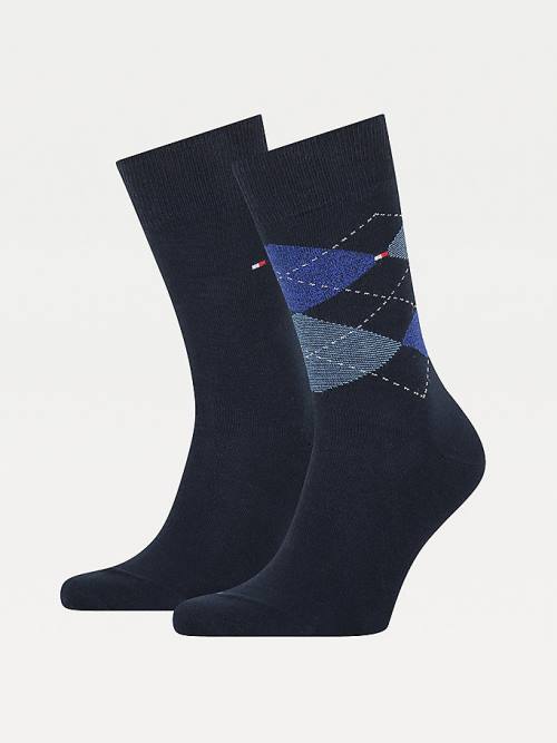 Tommy Hilfiger 2-Pack Argyle Mix Sokken Heren Blauw | TH270GJY