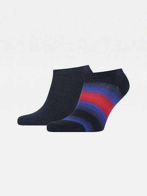 Tommy Hilfiger 2-Pack Baja Stripe Trainer Sokken Heren Blauw | TH802HLX