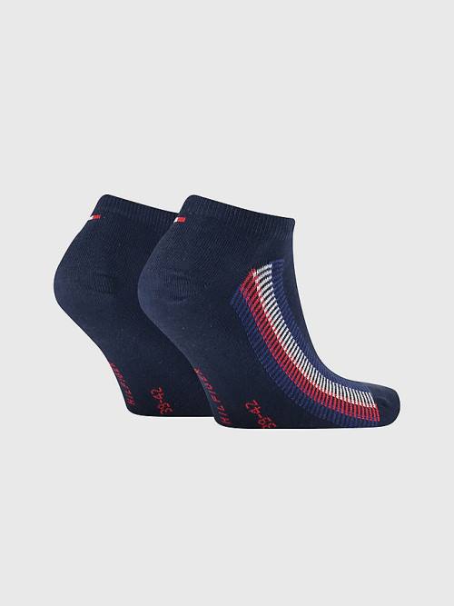 Tommy Hilfiger 2-Pack Ribbon Stripe Trainer Sokken Heren Blauw | TH725OJI