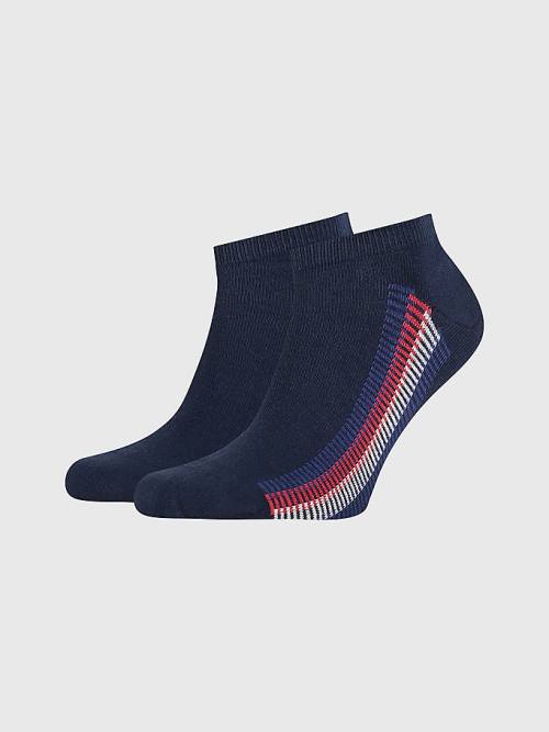 Tommy Hilfiger 2-Pack Ribbon Stripe Trainer Sokken Heren Blauw | TH725OJI