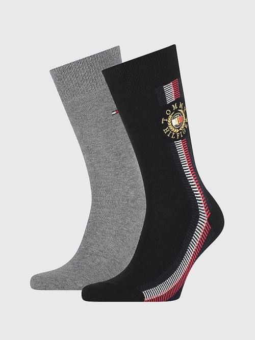 Tommy Hilfiger 2-Pack Signature Detail Sokken Heren Zwart | TH092NWS