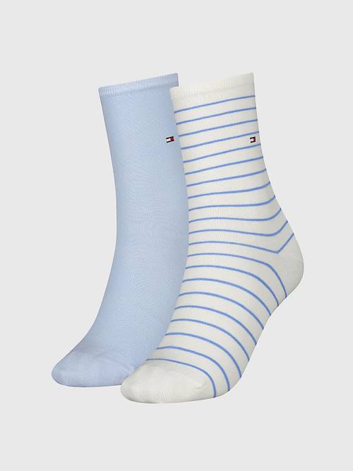 Tommy Hilfiger 2-Pack Slim Stripe Sokken Dames Blauw | TH358WOC