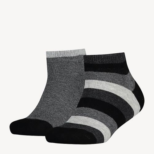 Tommy Hilfiger 2-Pack Stripe Ankle Sokken Heren Zwart | TH687CUF