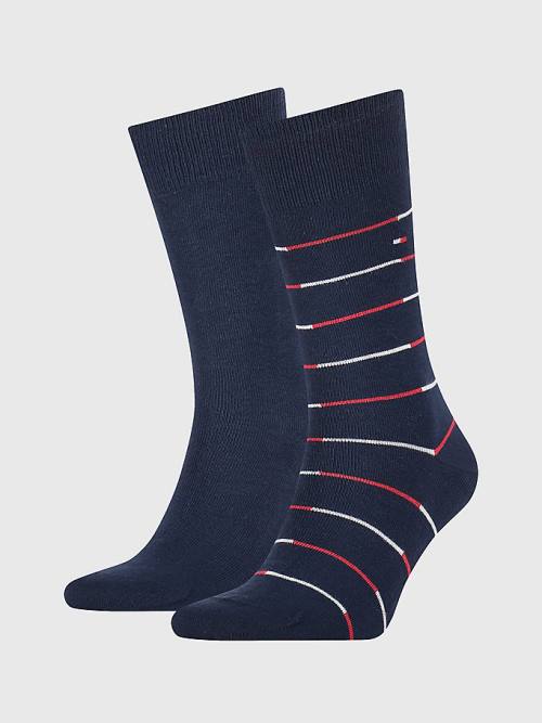 Tommy Hilfiger 2-Pack Stripe Sokken Heren Blauw | TH254KPD