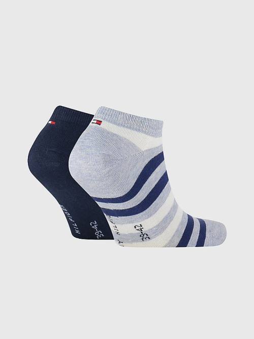 Tommy Hilfiger 2-Pack Stripe Trainer Sokken Heren Blauw | TH597SWR