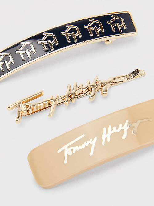 Tommy Hilfiger 3-Pack Iconic Hair Clips Hoeden Dames Blauw | TH472ZYP