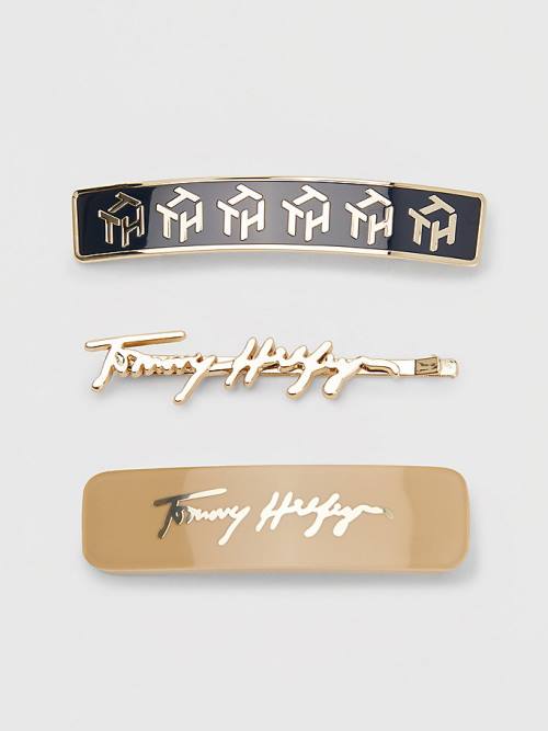 Tommy Hilfiger 3-Pack Iconic Hair Clips Hoeden Dames Blauw | TH472ZYP