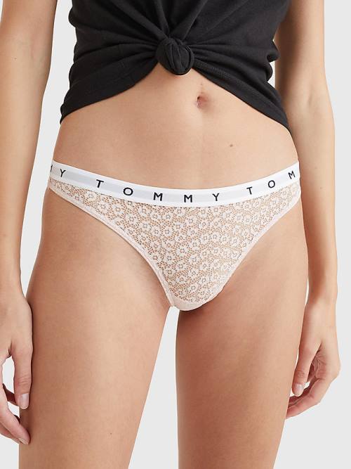 Tommy Hilfiger 3-Pack Kanten Logo Waistband Thongs Ondergoed Dames Multi | TH642CHA