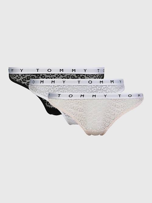 Tommy Hilfiger 3-Pack Kanten Logo Waistband Thongs Ondergoed Dames Multi | TH642CHA