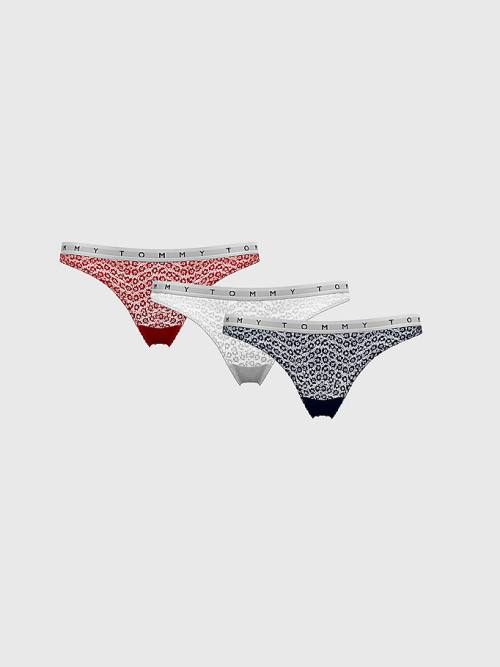 Tommy Hilfiger 3-Pack Kanten Logo Waistband Thongs Ondergoed Dames Multi | TH804TSZ