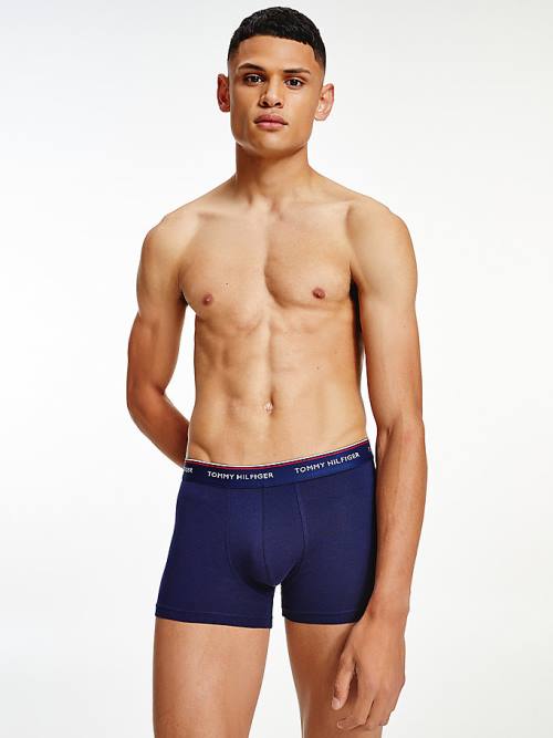 Tommy Hilfiger 3-Pack Premium Logo Waistband Trunks Ondergoed Heren Blauw | TH096IKO