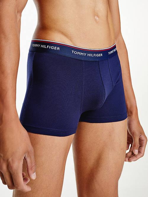 Tommy Hilfiger 3-Pack Premium Logo Waistband Trunks Ondergoed Heren Blauw | TH096IKO