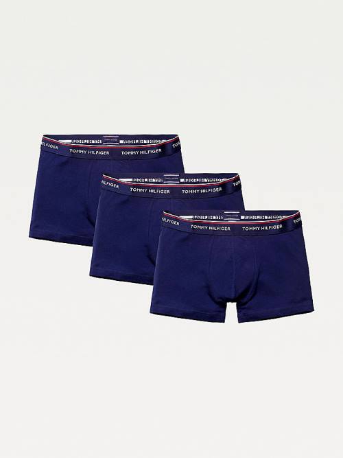 Tommy Hilfiger 3-Pack Premium Logo Waistband Trunks Ondergoed Heren Blauw | TH096IKO