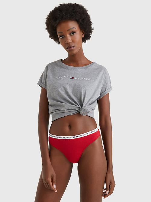 Tommy Hilfiger 3-Pack Recycled Katoenen Thongs Ondergoed Dames Rood | TH703WLD