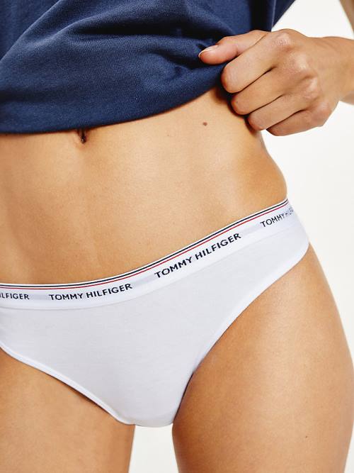 Tommy Hilfiger 3-Pack Stretch Katoenen Thongs Ondergoed Dames Wit | TH142KWC