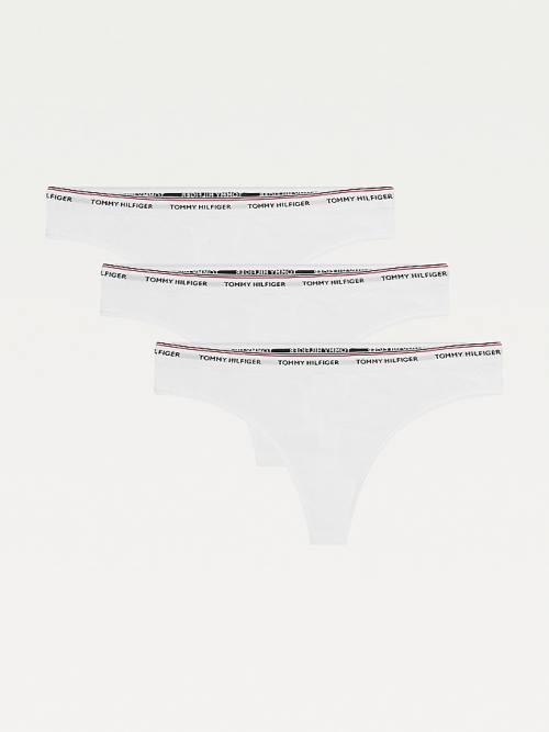 Tommy Hilfiger 3-Pack Stretch Katoenen Thongs Ondergoed Dames Wit | TH142KWC