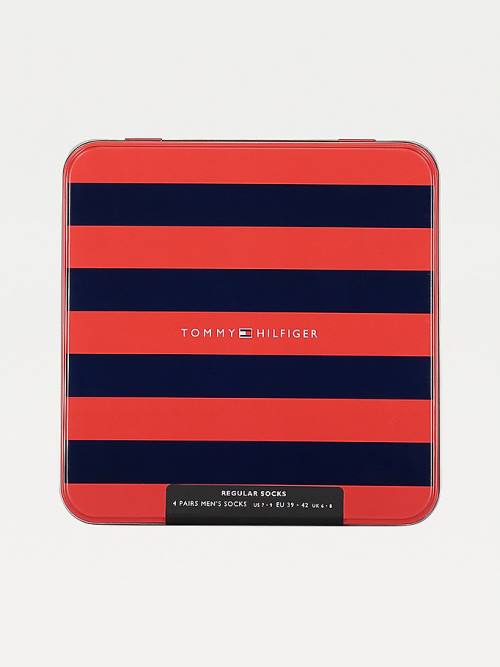 Tommy Hilfiger 4-Pack Gift Box Stripe Sokken Heren Zwart | TH142THV