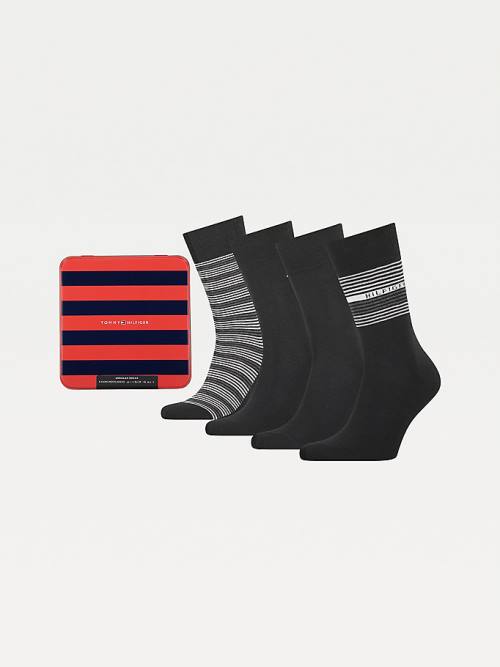 Tommy Hilfiger 4-Pack Gift Box Stripe Sokken Heren Zwart | TH142THV