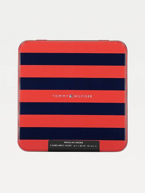 Tommy Hilfiger 4-Pack Gift Box Stripe Sokken Heren Blauw | TH326VNO