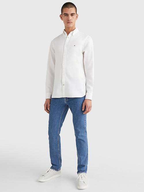 Tommy Hilfiger 4-Way Stretch Dobby Slim Fit Overhemd Heren Wit | TH821UAQ