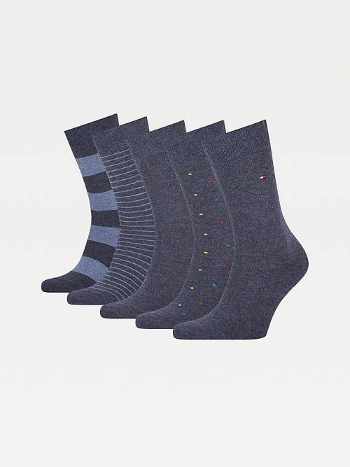 Tommy Hilfiger 5-Pack Gift Box Stripe Dot Sokken Heren Blauw | TH097MQR