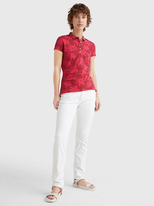 Tommy Hilfiger Abstract Print Slim Fit Poloshirt Dames Roze | TH413MSY