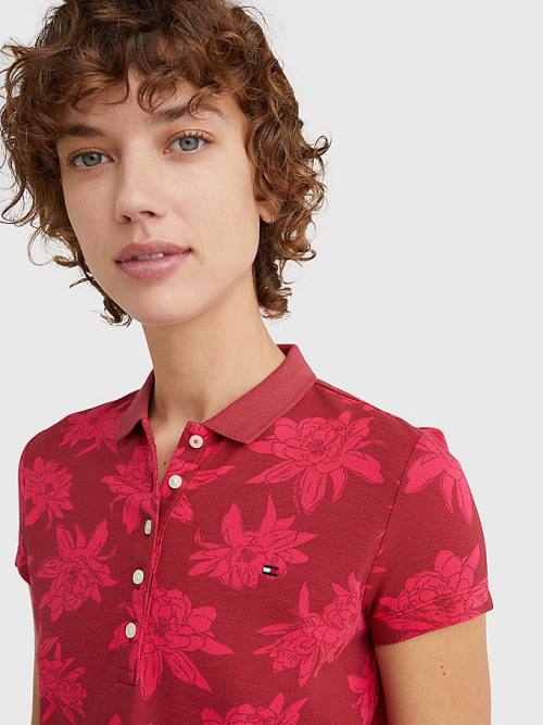 Tommy Hilfiger Abstract Print Slim Fit Poloshirt Dames Roze | TH413MSY