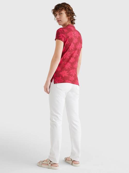 Tommy Hilfiger Abstract Print Slim Fit Poloshirt Dames Roze | TH413MSY