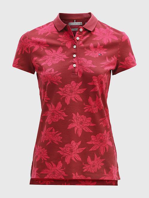 Tommy Hilfiger Abstract Print Slim Fit Poloshirt Dames Roze | TH413MSY