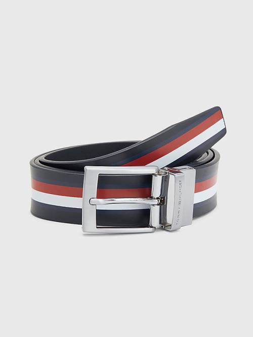 Tommy Hilfiger Adan Reversible Leren Riemen Heren Zwart | TH017PHJ