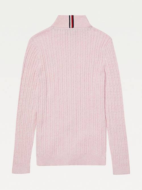 Tommy Hilfiger Adaptive Cable Knit Zip Jumper Truien Dames Roze | TH956NGE