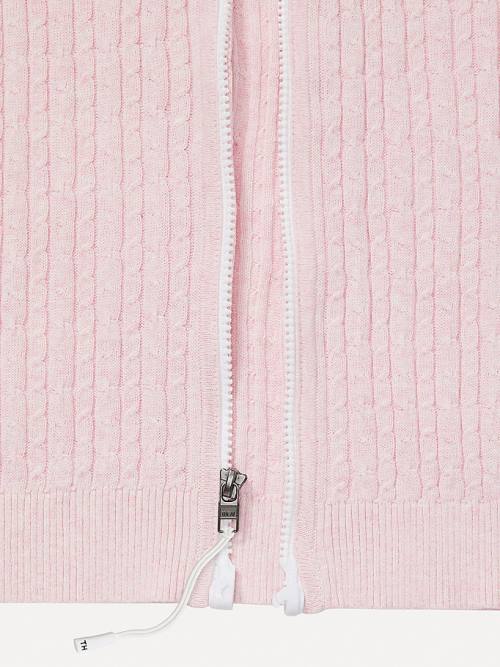 Tommy Hilfiger Adaptive Cable Knit Zip Jumper Truien Dames Roze | TH956NGE