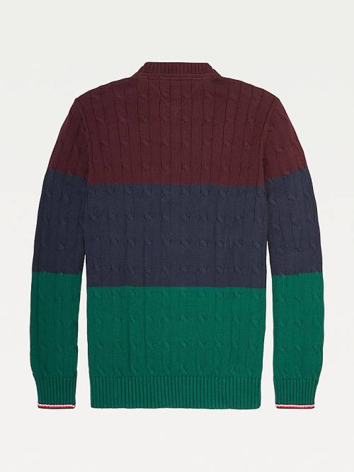 Tommy Hilfiger Adaptive Colour-Blocked Crew Neck Jumper Truien Heren Rood | TH147ZRE