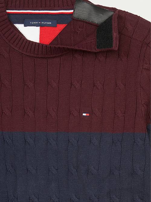 Tommy Hilfiger Adaptive Colour-Blocked Crew Neck Jumper Truien Heren Rood | TH147ZRE