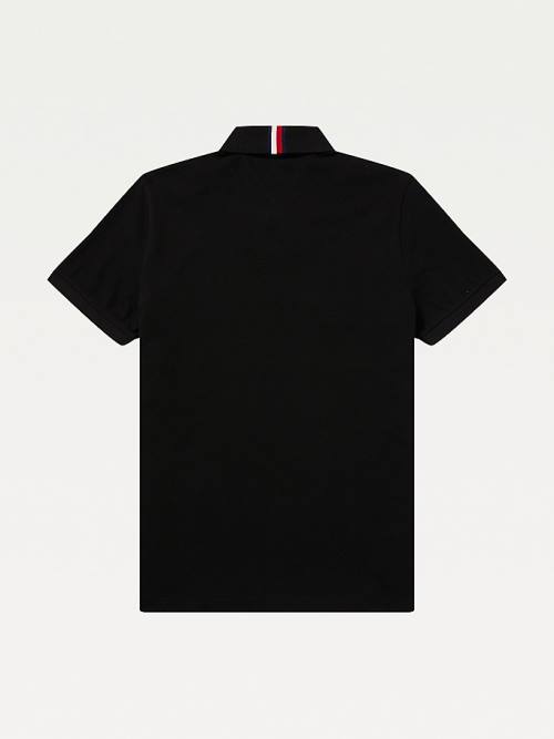 Tommy Hilfiger Adaptive Colour-Blocked Detail Custom Fit Poloshirt Heren Zwart | TH932VXQ