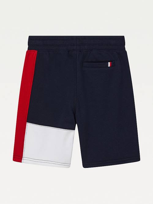 Tommy Hilfiger Adaptive Colour-Blocked Knit Shorts Broek Jongens Blauw | TH974KHW