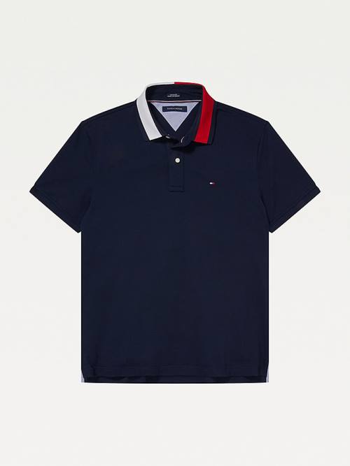 Tommy Hilfiger Adaptive Contrast Collar Custom Fit Poloshirt Heren Blauw | TH195THP