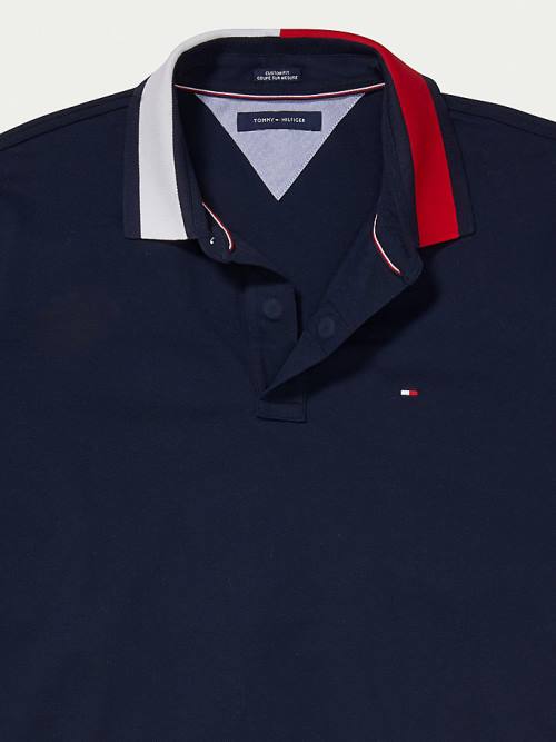 Tommy Hilfiger Adaptive Contrast Collar Custom Fit Poloshirt Heren Blauw | TH195THP